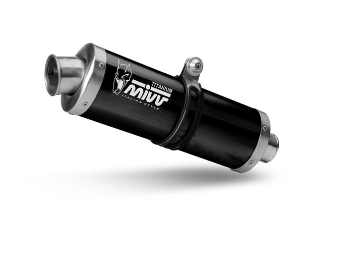 MIVV Slip-On Exhaust Y.064.L4B i svart titanfinish, designad för motorcyklar som en högpresterande reservdel inom avgassystem.