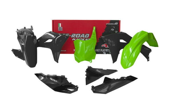 Kit de plástico Racetech 5 Partes-Black & Green to Kawasaki (R-KitKXF-US5-Z24)