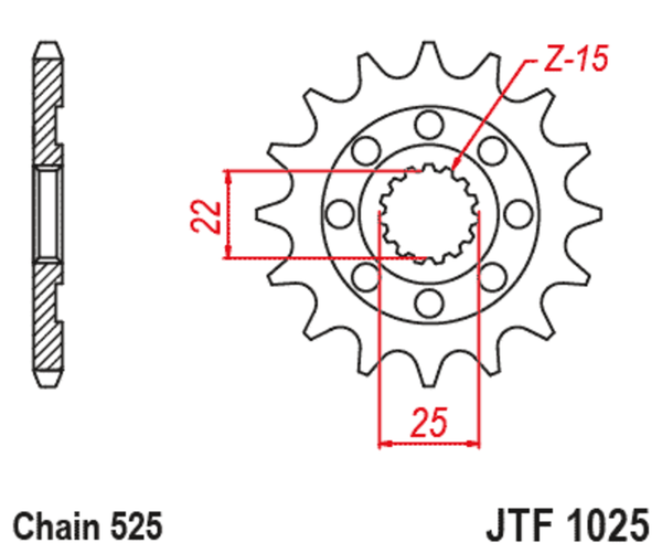 JT Sprock's Steel Standard Front Sprocket 1025 - 525 JTF1025.15