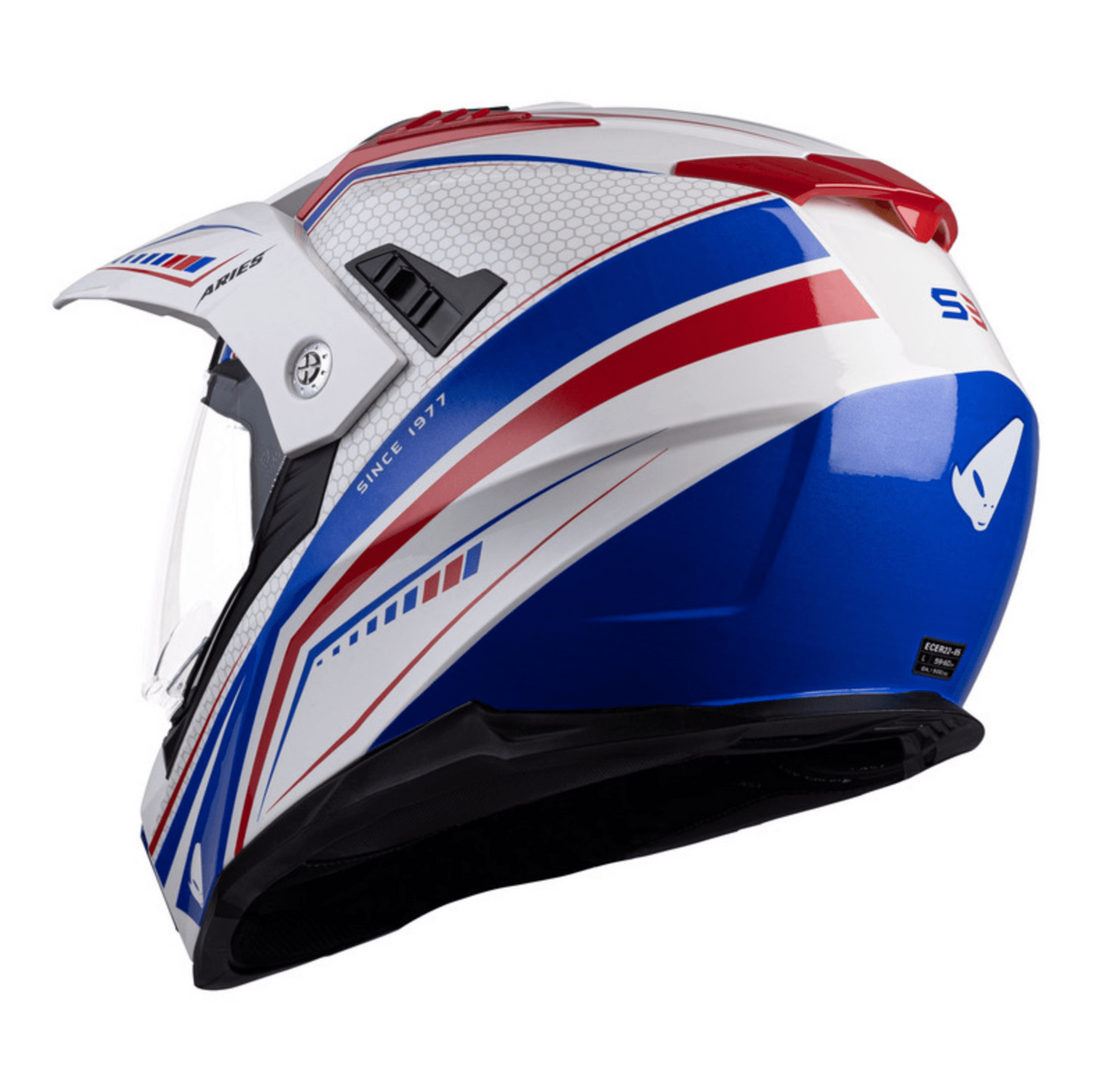 Ovni aventura mc casco aries blancos /azul /rojo