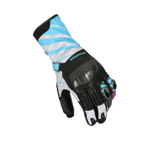 Guantes de motocicleta Macna, Krown Women Negra/gris claro/azul