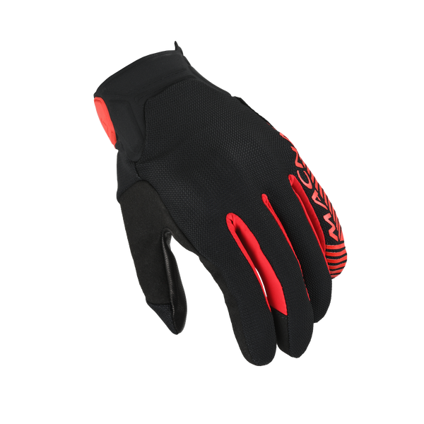 Guantes de motocicleta Macna, obtener cuero negro/rojo