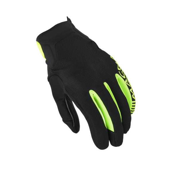 Guantes de motocicleta Macna, obtener cuero negro/fluo ylow