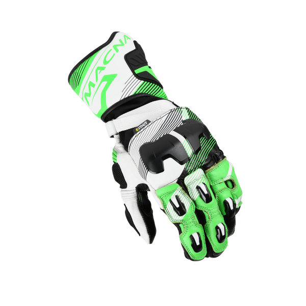 Guantes de motocicleta Macna, Powertrack 2.0 Negro/Verde/Blanco