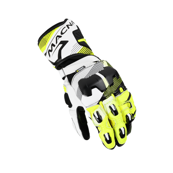 Guantes de motocicleta Macna, Powertrack 2.0 Negro/Fluo Amarillo/Blanco