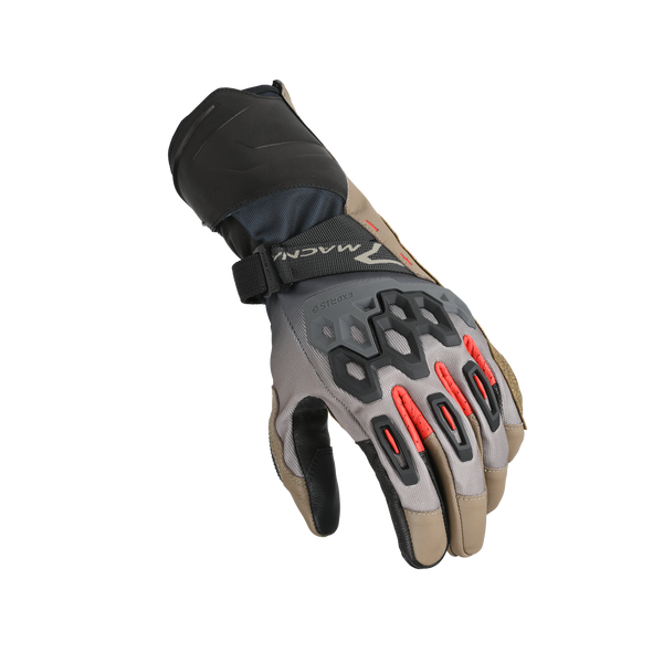 Guantes de motocicleta Macna, Tanamax Taupe/Negro/Rojo