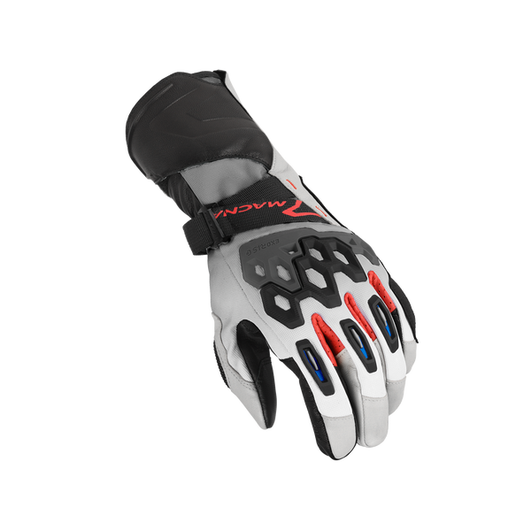 Guantes de motocicleta Macna, Tanamax gris claro/negro/rojo