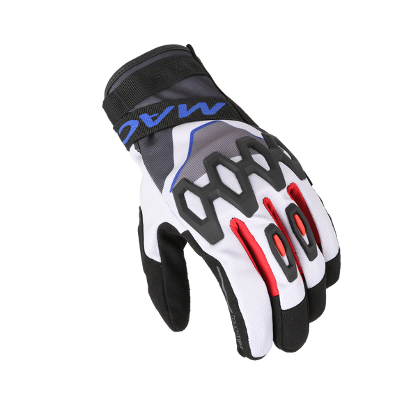Motorcycle GLOVES MACNA, ZAIRONA WOMEN LIGHT GREY/BLACK/BLUE