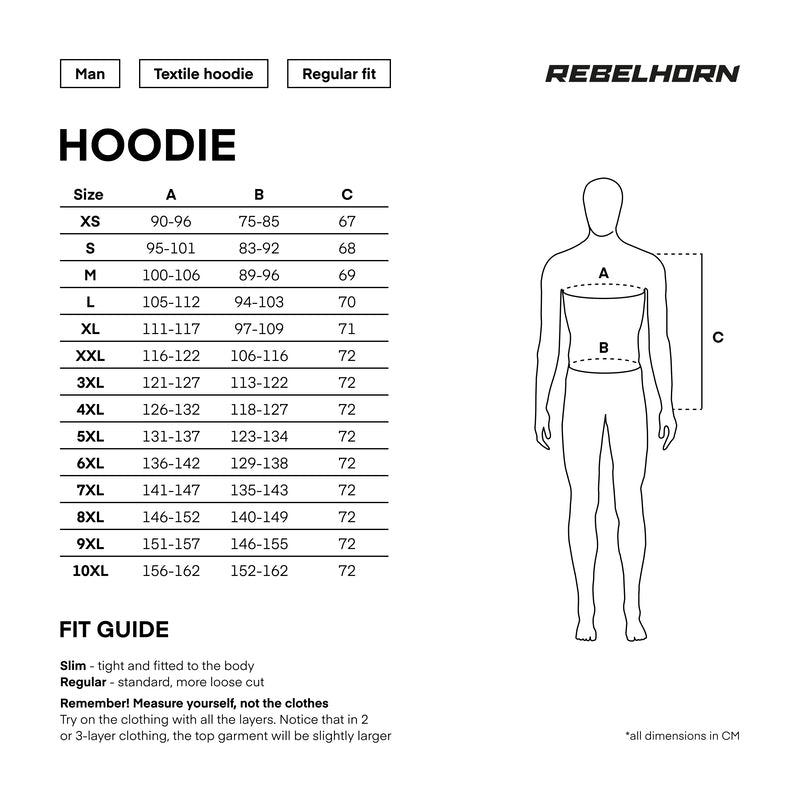 Rebelhorn Kevlar Mc-Hoodie Black hasta 10xl