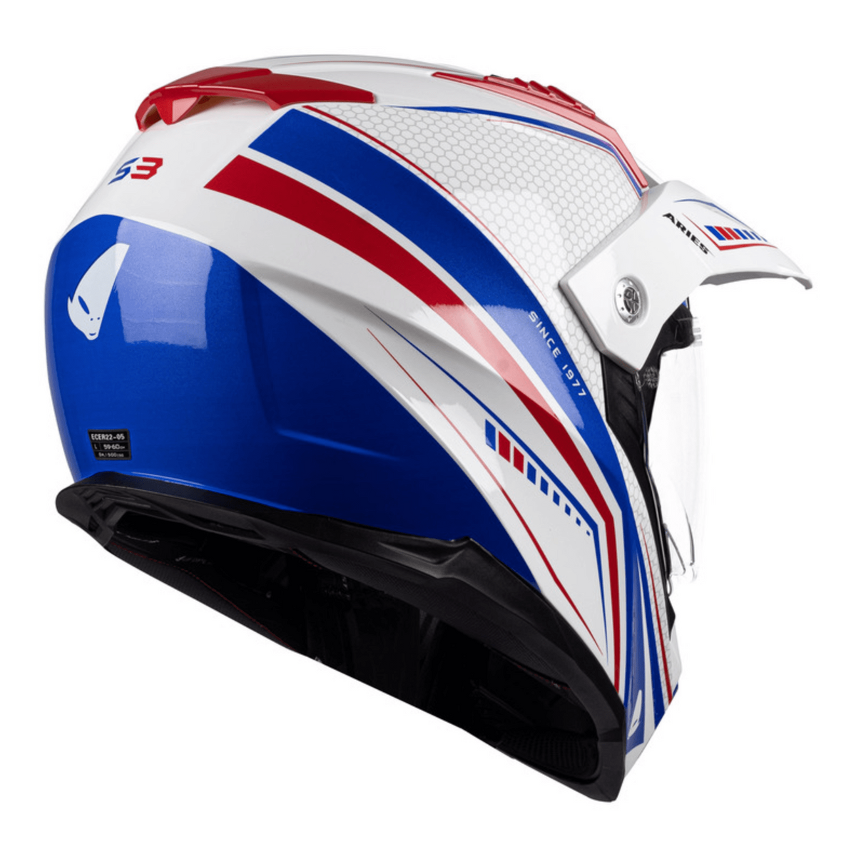 Ovni aventura mc casco aries blancos /azul /rojo