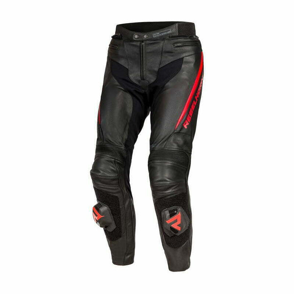 Rebelhorn MC Pantalones de cuero Caza Negro /Rojo