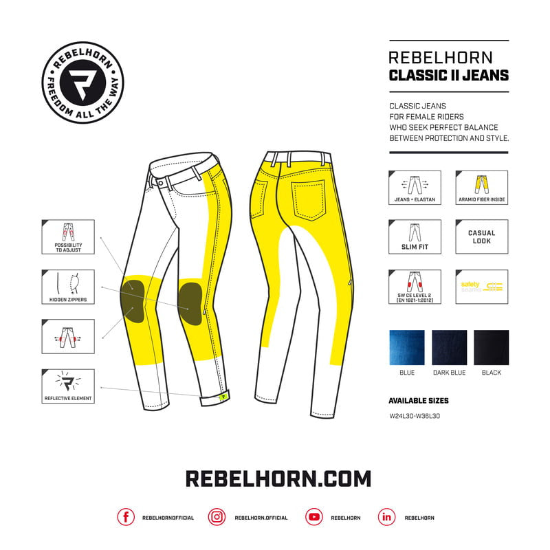 Rebelhorn Mujeres Kevlar Mc-Jeans Classic II Blue