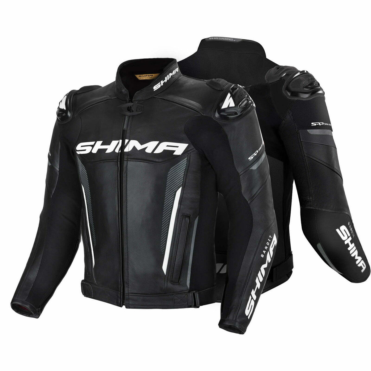 Shima MC-cuero chaqueta Bandit Negro