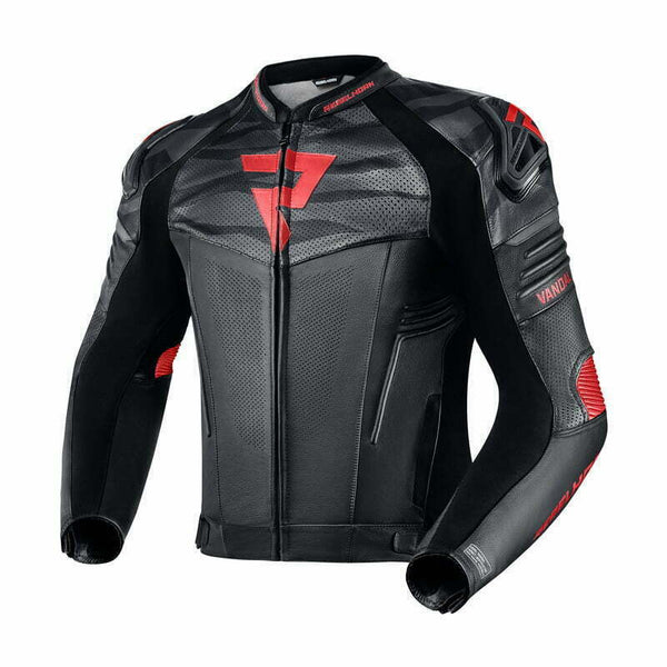 Rebelhorn MC-cuero chaqueta vandal negro /rojo