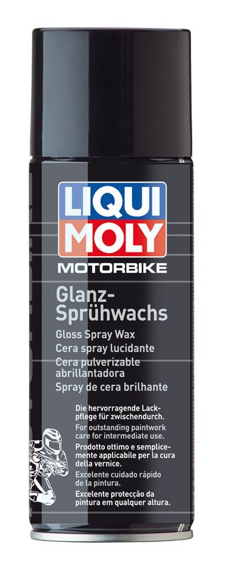 Liqui Moly Glanssprayvax MC 400ML för motorcyklar, idealisk för lackskydd och glans. Perfekt för fordonsvård och rengöring.